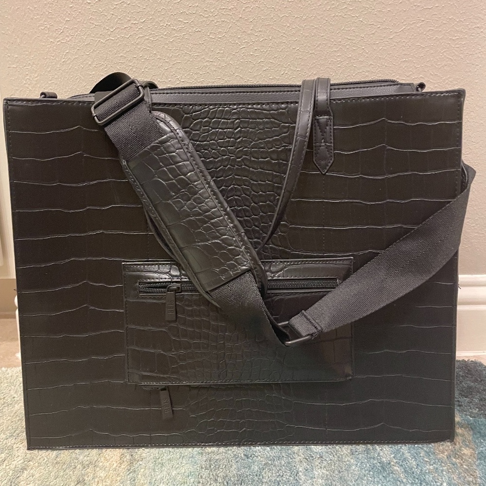 Black Croc Work Tote